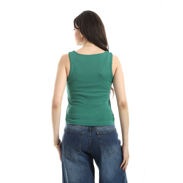 Ribbed_Basic_Top_For_Women_-_Green