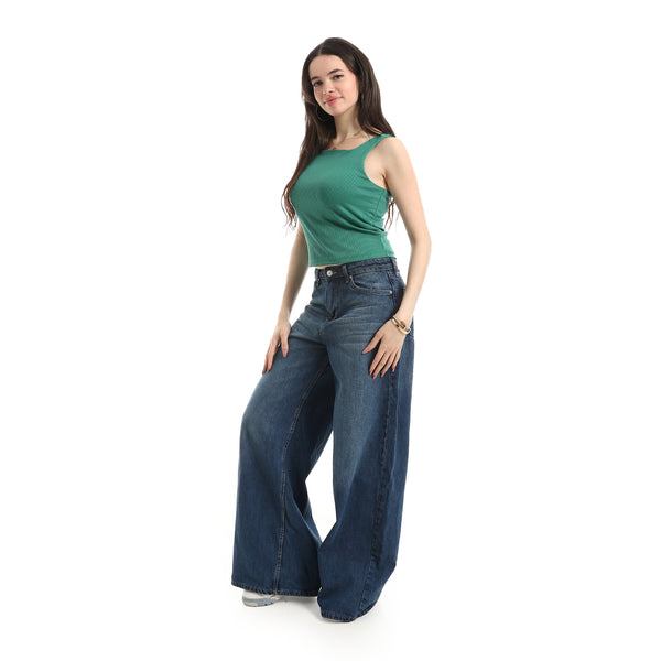 Ribbed_Basic_Top_For_Women_-_Green