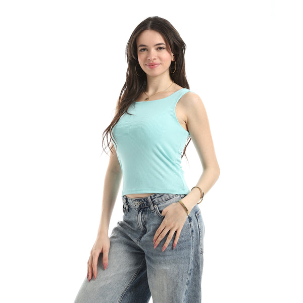 Ribbed_Basic_Top_For_Women_-_Light_Aqua