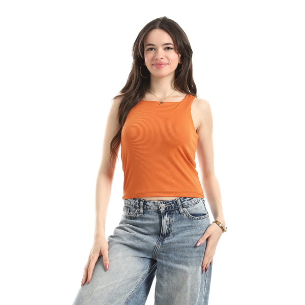 Ribbed_Basic_Top_For_Women_-_Orange