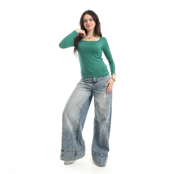 Long_Sleeves_Ribbed_Top_-_Green