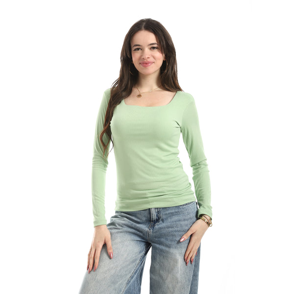 Long_Sleeves_Ribbed_Top_-_Light_Green