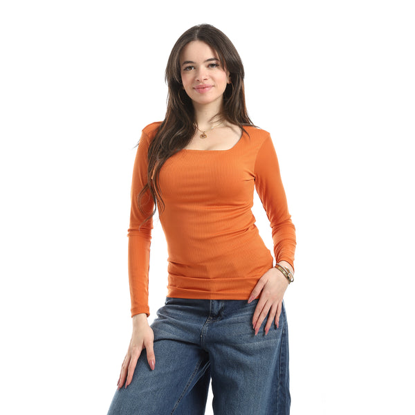 Long_Sleeves_Ribbed_Top_-_Orange