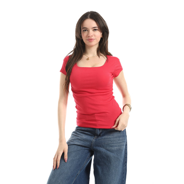Short_Sleeves_Ribbed_Top_-_Fuchsia