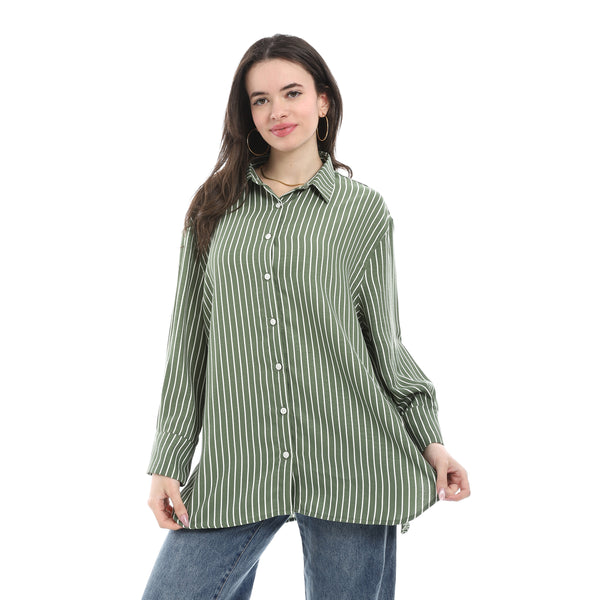 Regular_Fit_Striped_Shirt_-_Olive_&_White