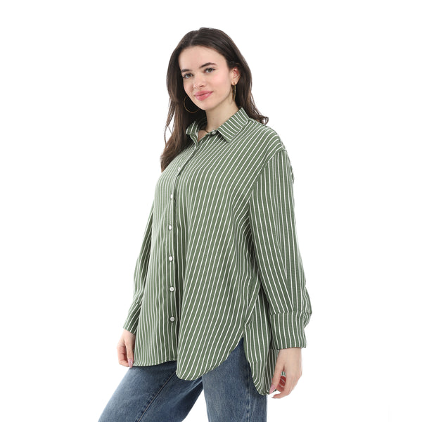 Regular_Fit_Striped_Shirt_-_Olive_&_White
