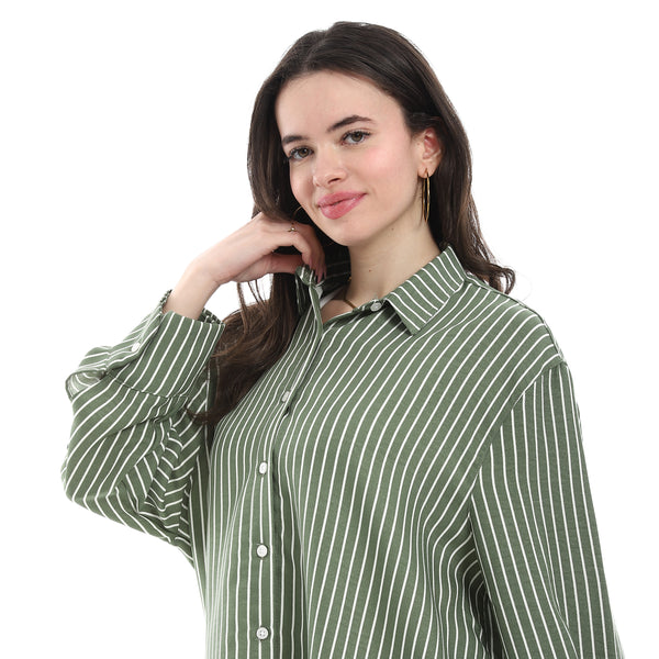 Regular_Fit_Striped_Shirt_-_Olive_&_White