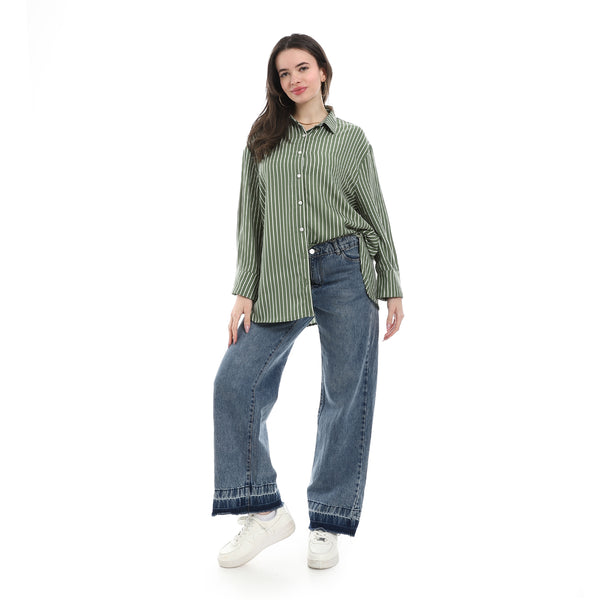 Regular_Fit_Striped_Shirt_-_Olive_&_White
