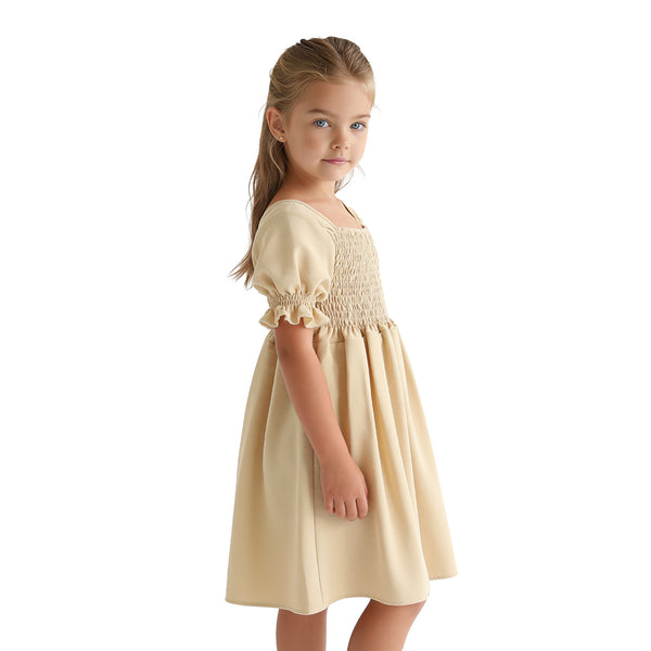 Girls_Slip_On_Elastic_Dress_-_Dark_Beige