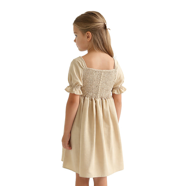Girls_Slip_On_Elastic_Dress_-_Dark_Beige