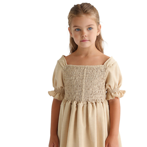 Girls_Slip_On_Elastic_Dress_-_Dark_Beige