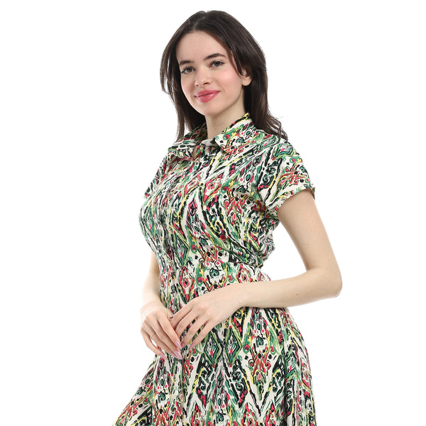 Classic_Linen_Belted_Dress_-_Green_&_White