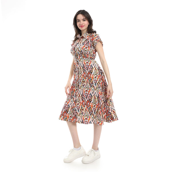 Classic_Linen_Belted_Dress_-_Red_&_White