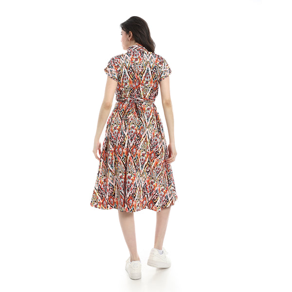 Classic_Linen_Belted_Dress_-_Red_&_White