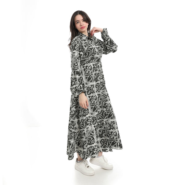 Comfy_Long_Sleeve_Drees_-_Green_&_White