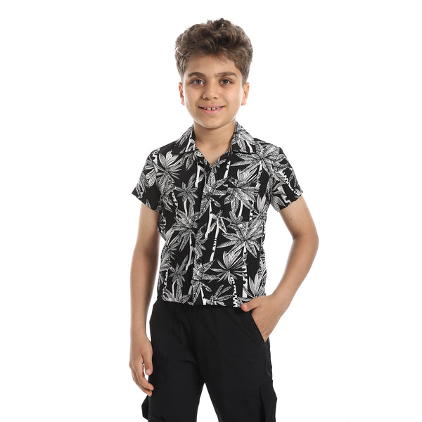 Turn_Down_Collar_Boy's_Shirt_-_White_&_Black
