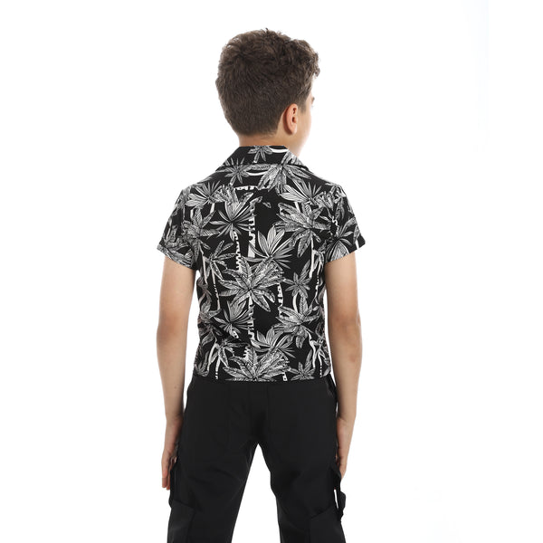 Turn_Down_Collar_Boy's_Shirt_-_White_&_Black