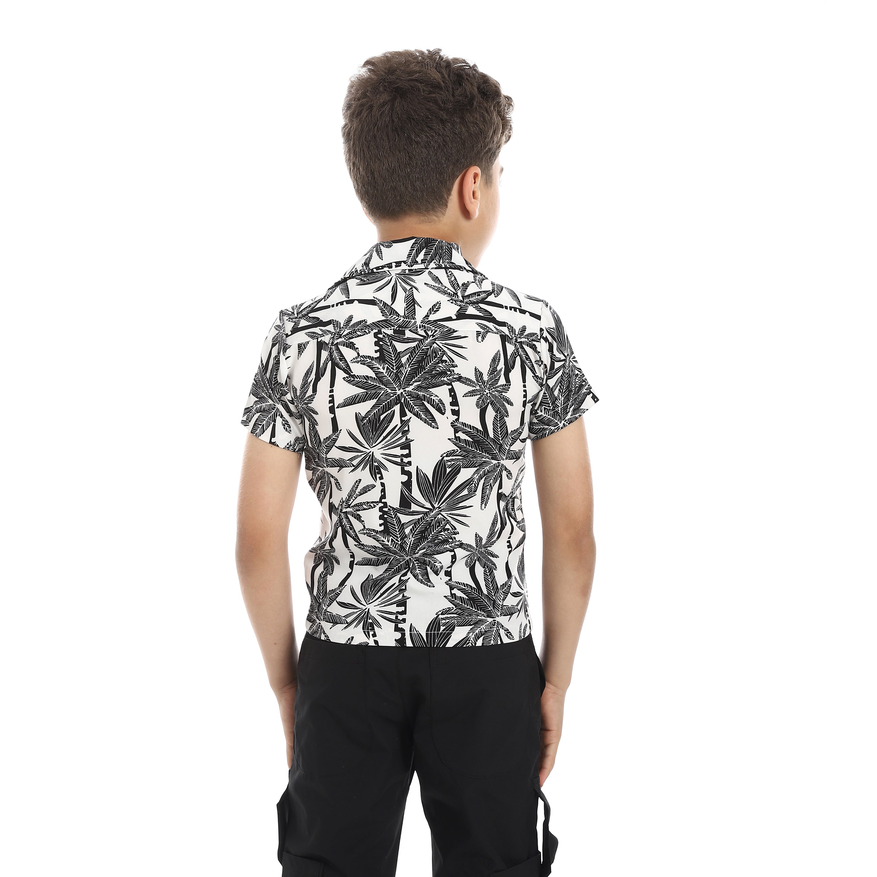 Turn_Down_Collar_Boy's_Shirt_-__Heather_Black_&_White