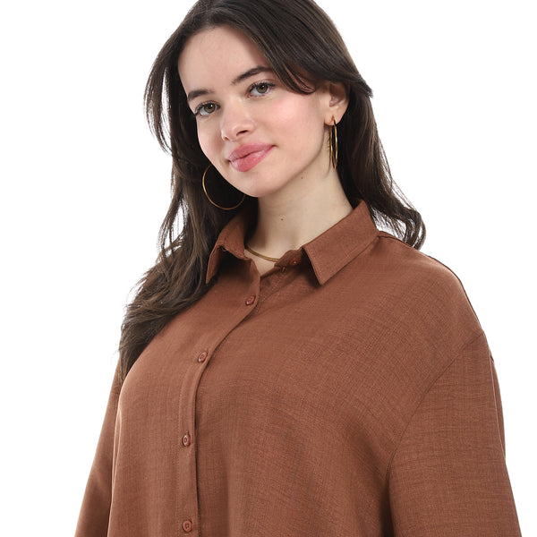 Turned_down_Collar_Long_Sleeve_Blouse_-_Brown