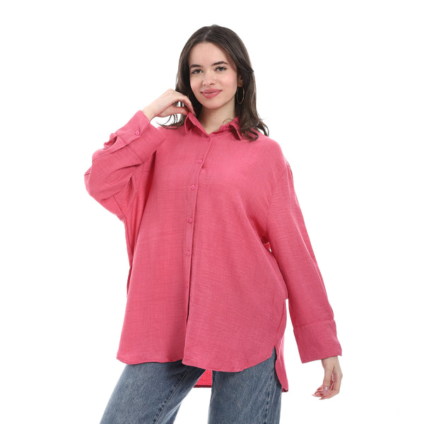 Turned_down_Collar_Long_Sleeve_Blouse_-_Fuchsia