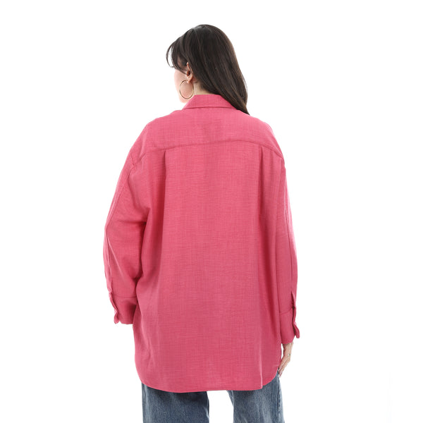 Turned_down_Collar_Long_Sleeve_Blouse_-_Fuchsia