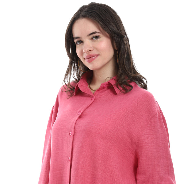 Turned_down_Collar_Long_Sleeve_Blouse_-_Fuchsia