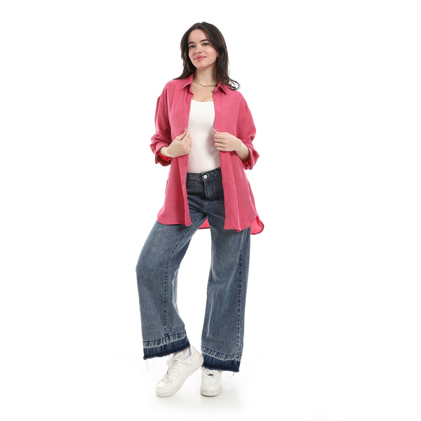 Turned_down_Collar_Long_Sleeve_Blouse_-_Fuchsia