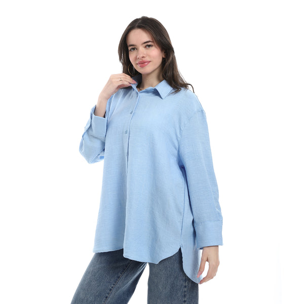 Turned_down_Collar_Long_Sleeve_Blouse_-_Light_Blue