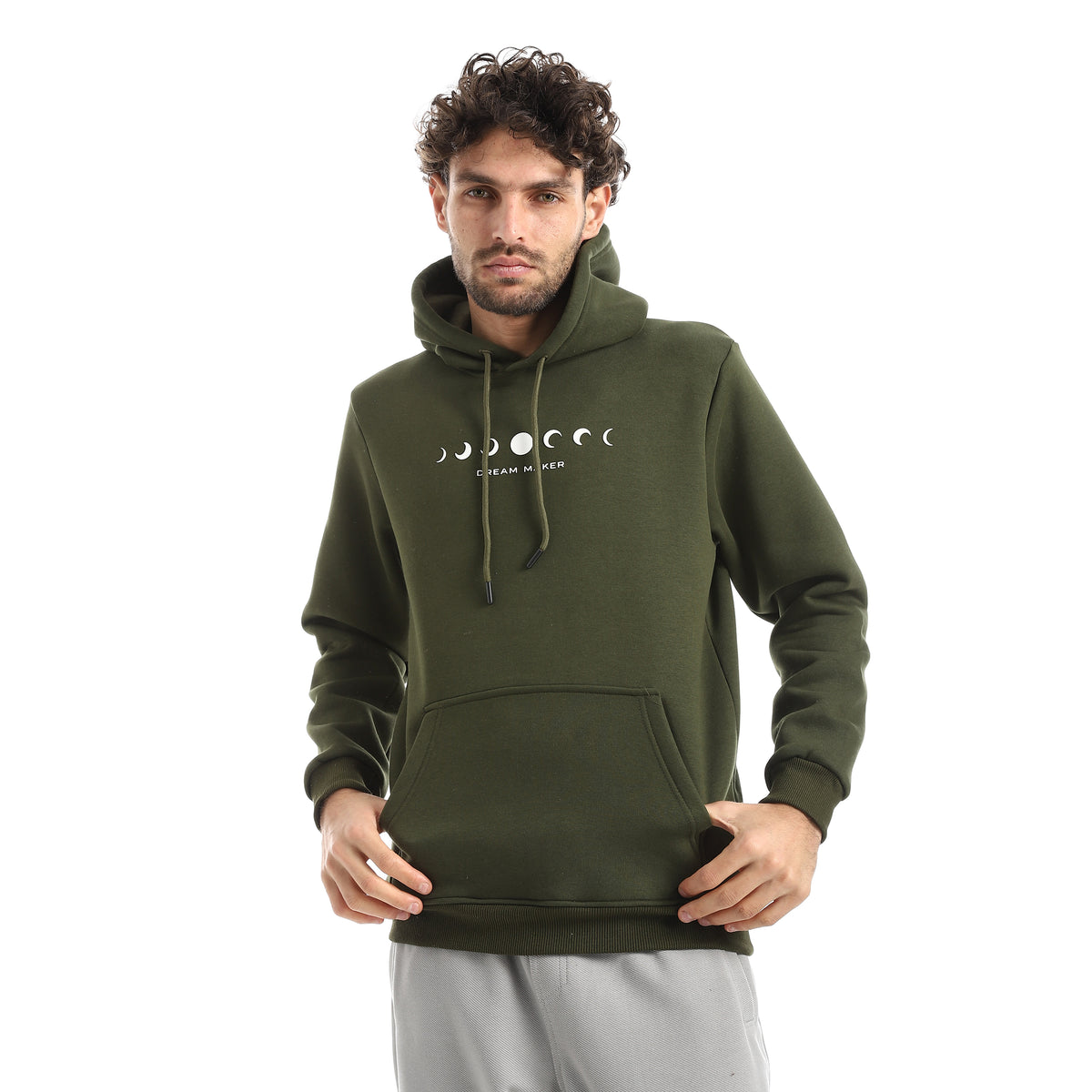 Cotton_Printed_Hoodie_-_Olive
