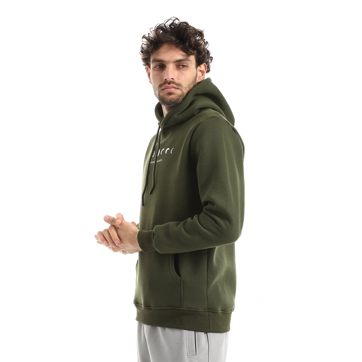 Cotton_Printed_Hoodie_-_Olive