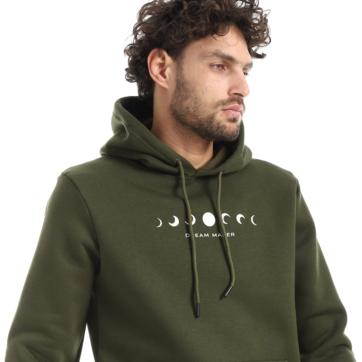 Cotton_Printed_Hoodie_-_Olive