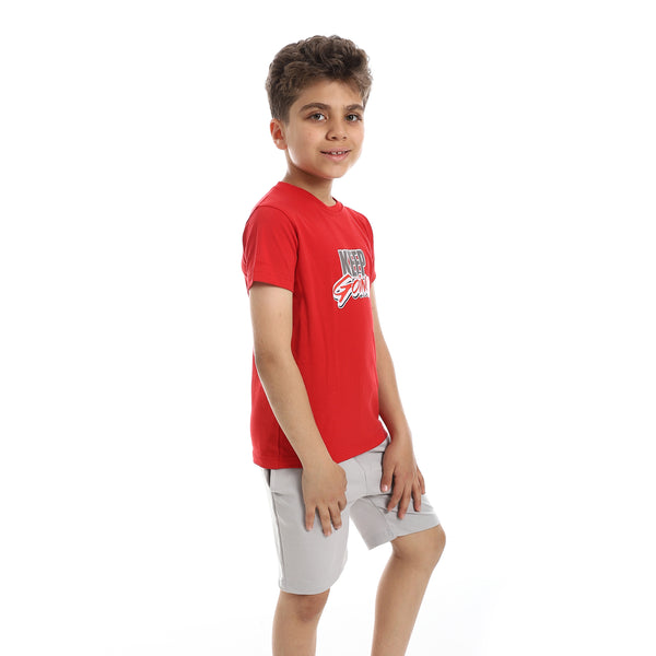 Solid_Pattern_Cotton_Pajama_Set_-_Red_&_Grey