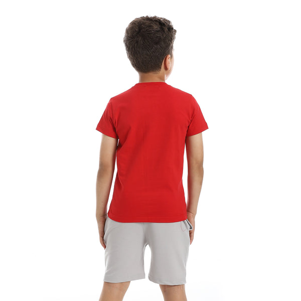 Solid_Pattern_Cotton_Pajama_Set_-_Red_&_Grey