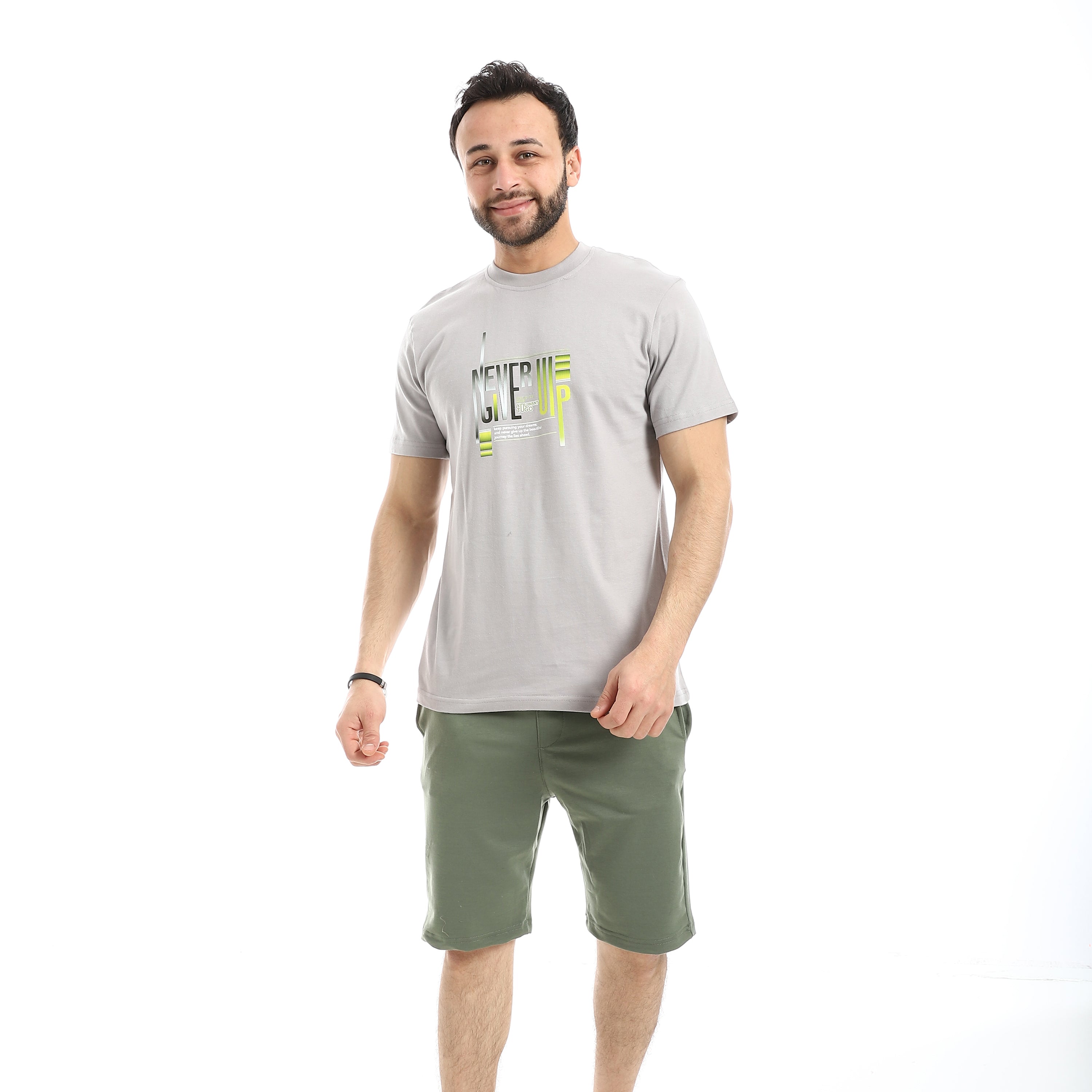Half_Sleeves_T-Shirt_Pijama_Set_with_a_Slip_On_Short_-_Grey_&_Green ...