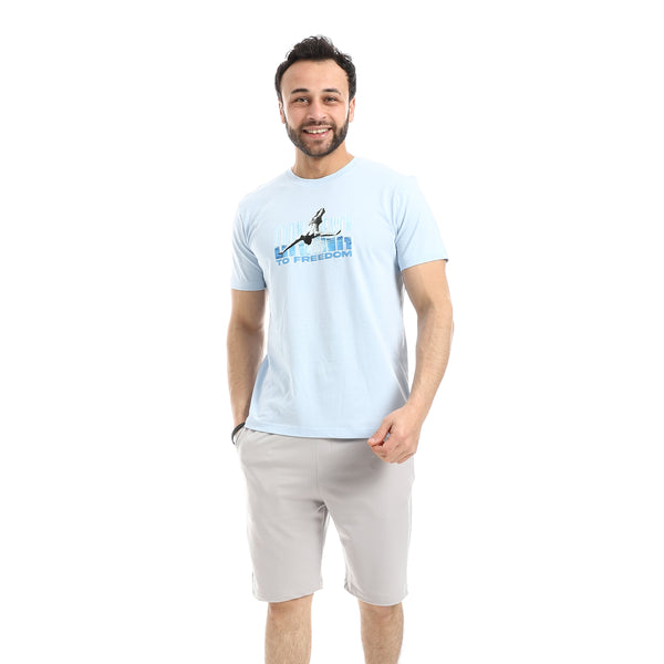 Cotton_Short_Sleeve_Pajama_With_Short_Set_-_Light_Blue_&_Grey
