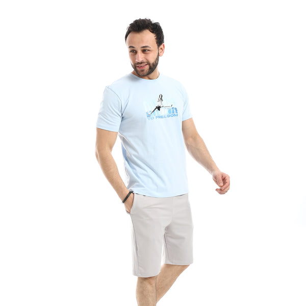 Cotton_Short_Sleeve_Pajama_With_Short_Set_-_Light_Blue_&_Grey