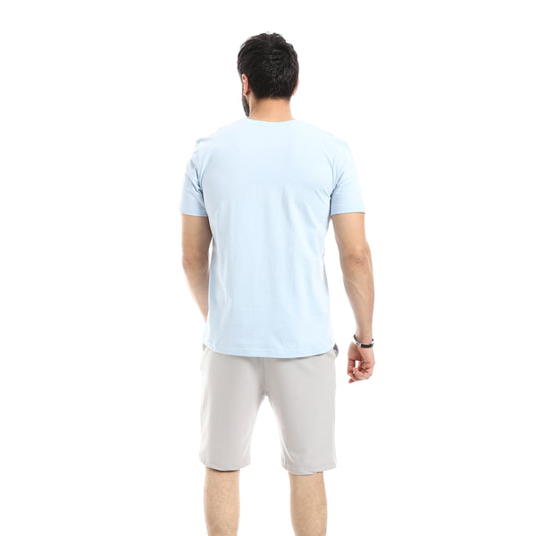 Cotton_Short_Sleeve_Pajama_With_Short_Set_-_Light_Blue_&_Grey