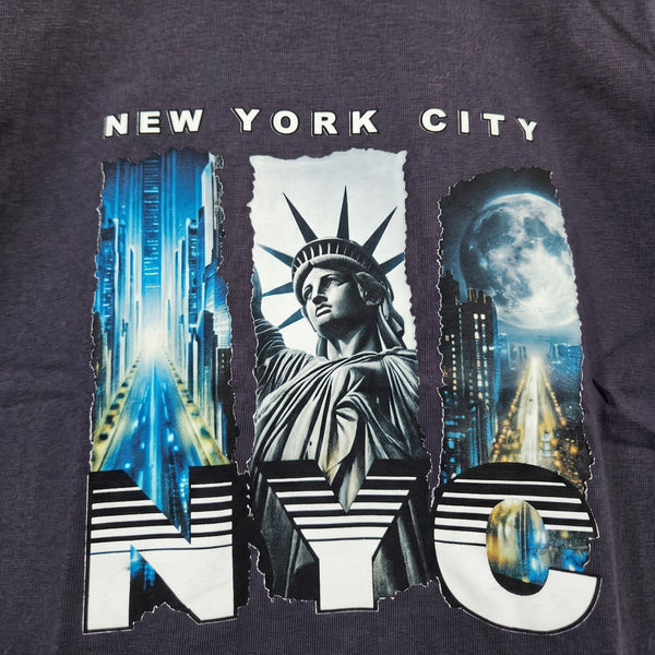 "NYC"_Printed_Slip_On_Boys_T-Shirt_-_Dark_Grey