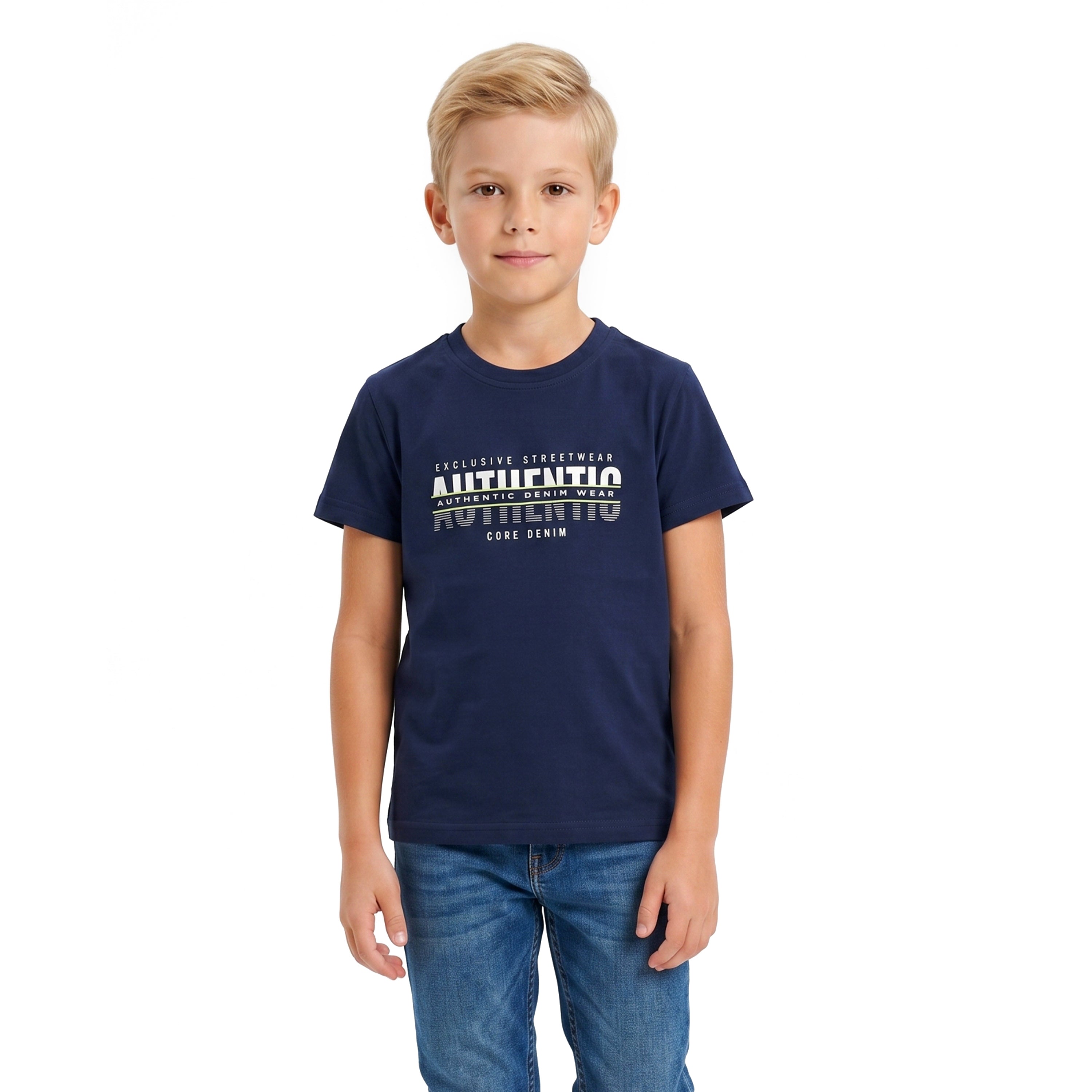 Printed_Pattern_Short_Sleeves_Boys_T-Shirt_-_Navy_Blue
