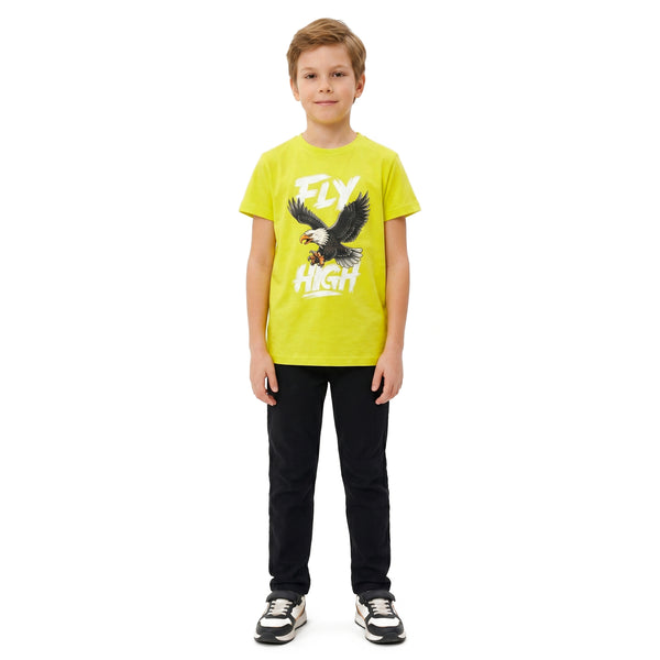 "Fly_High"_Printed_Regular_Fit_Boys_T-Shirt_-_Yellow