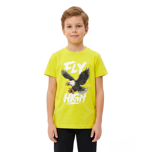 "Fly_High"_Printed_Regular_Fit_Boys_T-Shirt_-_Yellow