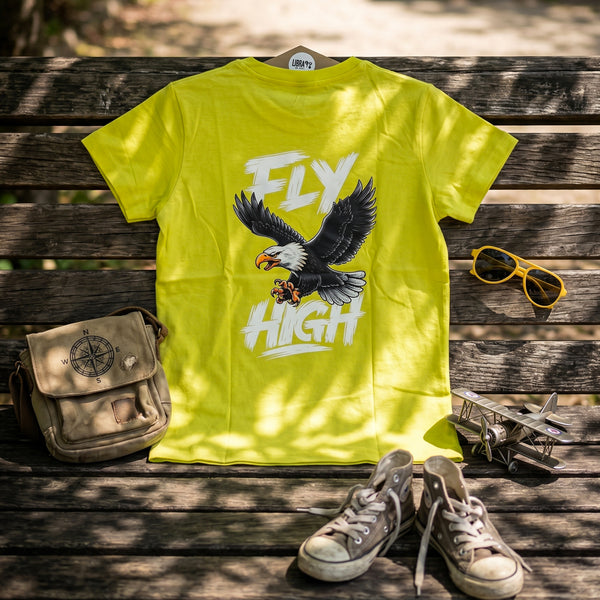 "Fly_High"_Printed_Regular_Fit_Boys_T-Shirt_-_Yellow
