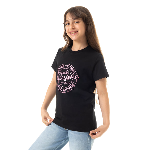 Printed_Slip_On_Cotton_Girls_T-Shirt_-_Black