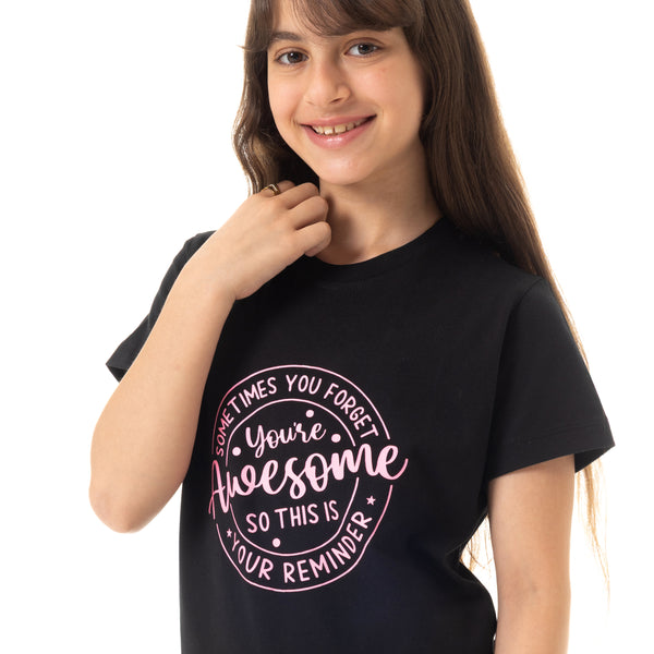 Printed_Slip_On_Cotton_Girls_T-Shirt_-_Black