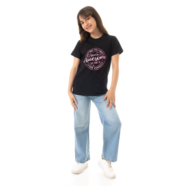 Printed_Slip_On_Cotton_Girls_T-Shirt_-_Black