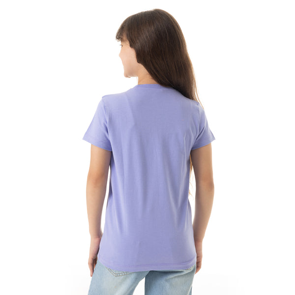 "Sweet"_Printed_Cotton_Slip_On_Girls_T-Shirt_-_Lavender