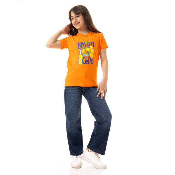 Short_Sleeves_Printed_Girls_T-Shirt_-_Orange
