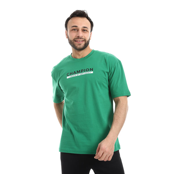Crew_Neck_Short_Sleeve_Printed_T-Shirt_-_Green