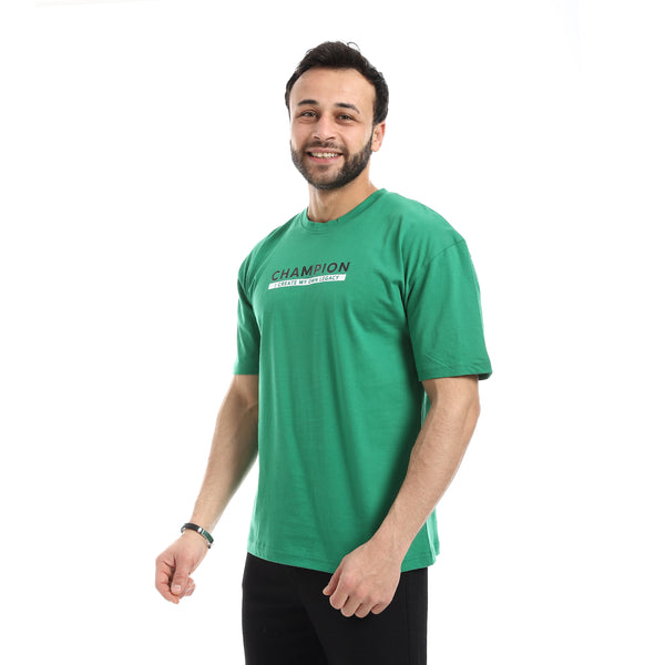 Crew_Neck_Short_Sleeve_Printed_T-Shirt_-_Green
