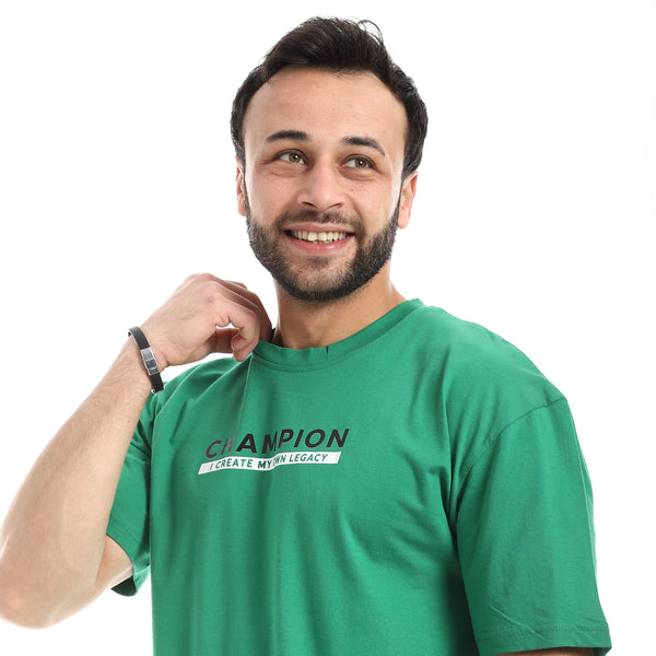 Crew_Neck_Short_Sleeve_Printed_T-Shirt_-_Green